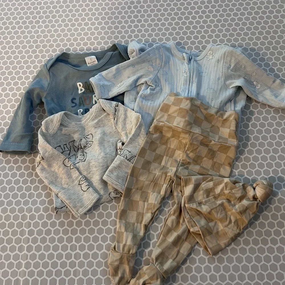 Baby Boy Bundle of 4 New Born - 3 Months One Piece PJ’s